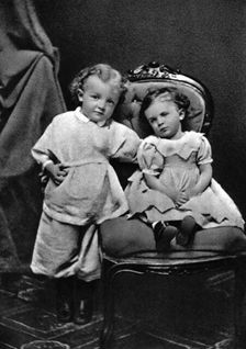Vladimir Ilich Lenin, Russian Bolshevik revolutionary leader, aged 4, with his sister Olga, 1874