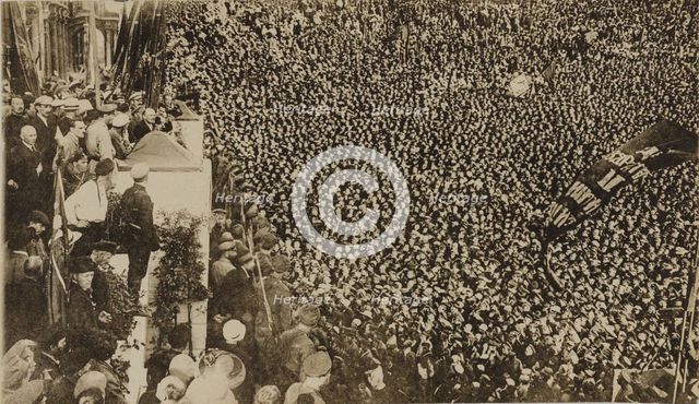 Vladimir Lenin at the opening ceremony of the II Comintern World Congress in Petrograd on July 19, 1