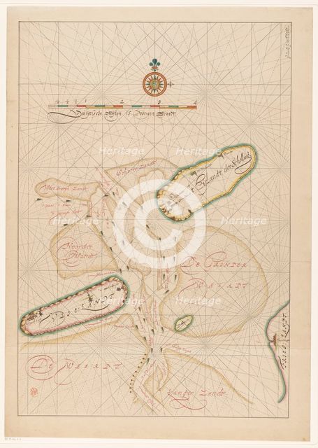 Vlieland map, Terschelling, part of Friesland and the surrounding sandbanks, c.1620-c.1699. Creator: Anon.