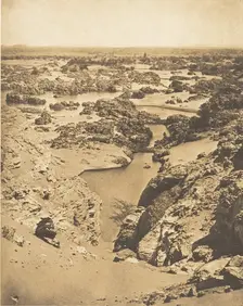 Vue cavalière de la seconde cataracte, prise du haut de Djebel-Aboucir, March 24, 1850. Creator: Maxime du Camp