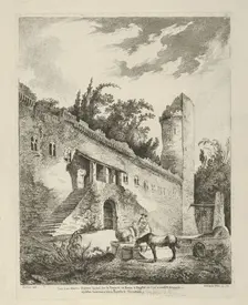 Vue d'un ancien chateau scitué sur le chemin de Rome à Naples from Differentes vue..., 18th century. Creator: Adélaide Allou