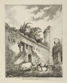 Vue d'un ancien chateau scitué sur le chemin de Rome à Naples from Differentes vue..., 18th century. Creator: Adélaide Allou