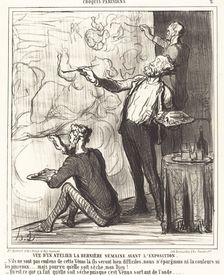 Vue d'un atelier la dernière semaine avant l'exposition, 1864. Creator: Honore Daumier