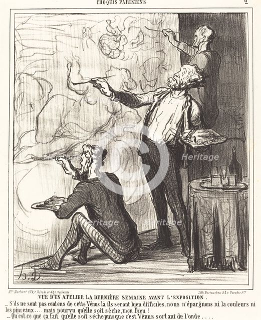 Vue d'un atelier la dernière semaine avant l'exposition, 1864.  Creator: Honore Daumier.
