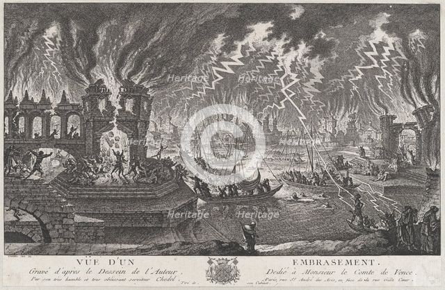 Vue d'un embrasement, 18th century. Creator: Quentin Pierre Chedel.