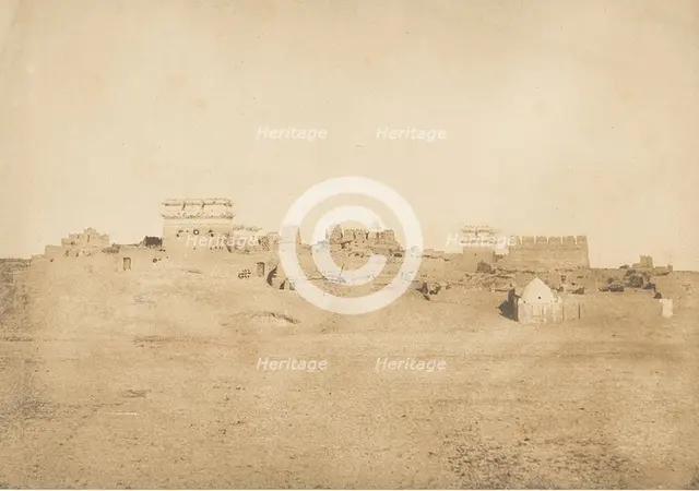 Vue d'une partie du village de Louxor, Thèbes, 1849-50. Creator: Maxime du Camp.