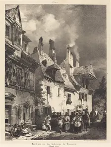Vue d'une rue des Faubourgs de Besançon (View of a Street in the Outskirts of Besançon),1827. Creator: Richard Parkes Bonington