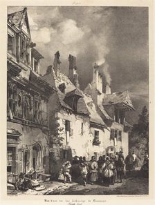 Vue d'une rue des Faubourgs de Besançon (View of a Street in the Outskirts of Besançon),1827. Creator: Richard Parkes Bonington