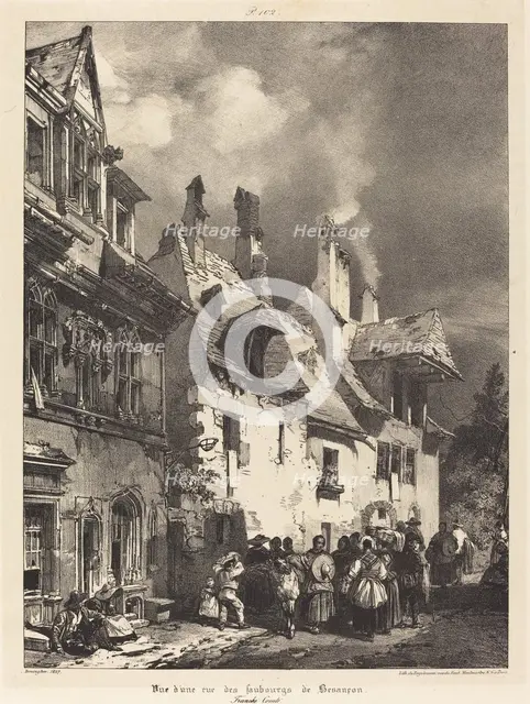 Vue d'une rue des Faubourgs de Besançon (View of a Street in the Outskirts of Besançon),1827. Creator: Richard Parkes Bonington.