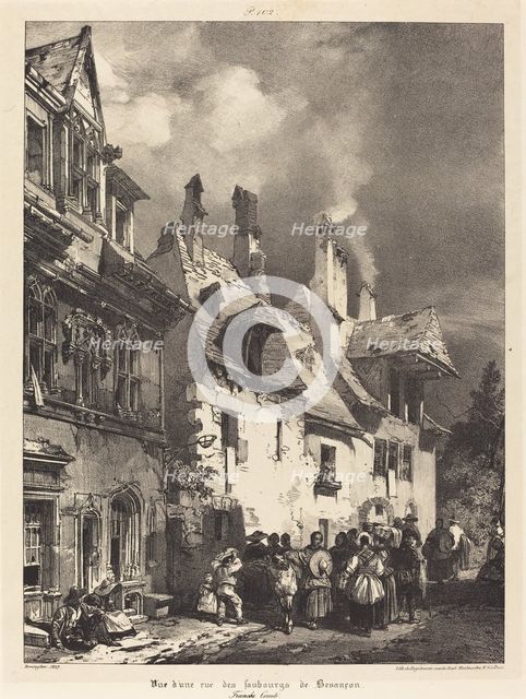 Vue d'une rue des Faubourgs de Besançon (View of a Street in the Outskirts of Besançon),1827. Creator: Richard Parkes Bonington.