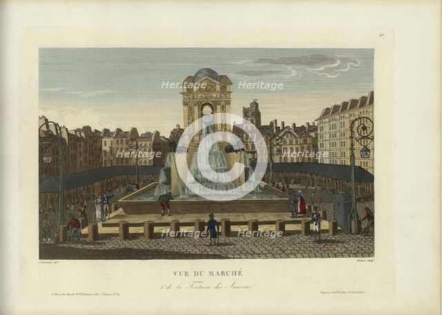 Vue du marché et de la fontaine des Innocents, 1817-1824. Creator: Courvoisier-Voisin, Henri (1757-1830).
