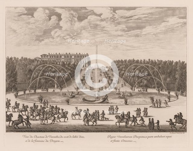 Vue du Château de Versailles, du côté de lallée et de la fontaine du Dragon, 1676. Creator: Israël Silvestre (French, 1621-1691).