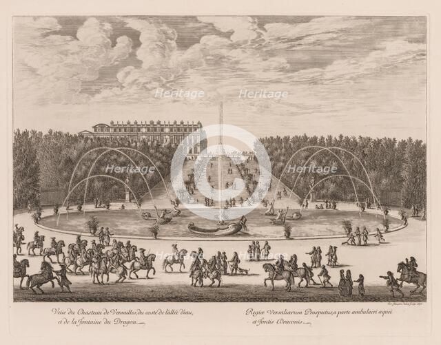 Vue du Château de Versailles, du côté de lallée et de la fontaine du Dragon, 1676. Creator: Israël Silvestre (French, 1621-1691).