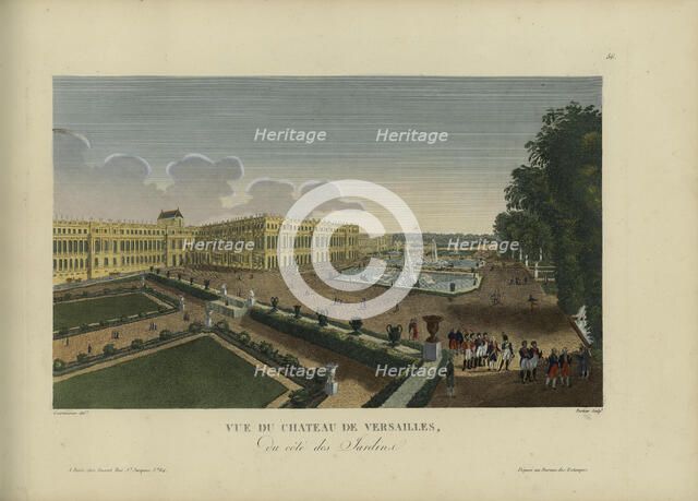 Vue du château de Versailles, du côté des jardins, 1817-1824. Creator: Courvoisier-Voisin, Henri (1757-1830).