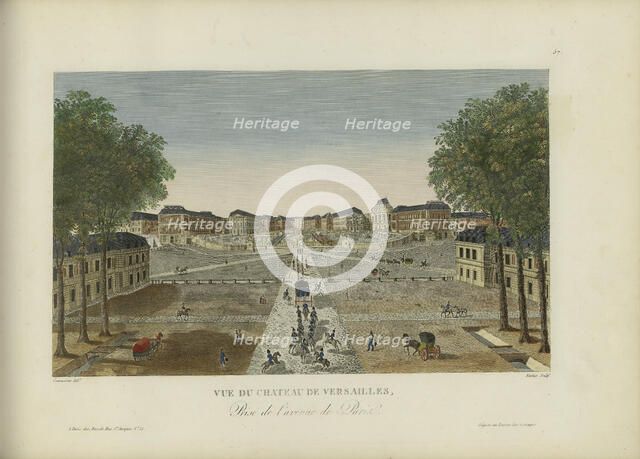 Vue du château de Versailles, prise de l'avenue de Paris, 1817-1824. Creator: Courvoisier-Voisin, Henri (1757-1830).