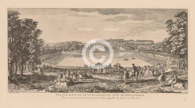 Vue du Château du Versailles, du côté de lOrangerie, prise au delà de la pièce deau des Suisses . Creator: Jacques Rigaud (French, 1681-1754).