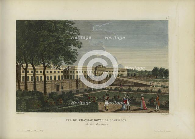 Vue du château royal de Compiègne, du côté du jardin, 1817-1824. Creator: Courvoisier-Voisin, Henri (1757-1830).