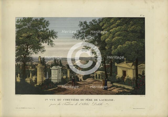 Vue du cimetière du Père de Lachaise, prise du tombeau de l'abbé Delille, 1817-1824. Creator: Courvoisier-Voisin, Henri (1757-1830).