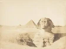 Vue du grand Sphinx et de la grande pyramide de Menkazeh (Mycerinus), December 1849. Creator: Maxime du Camp