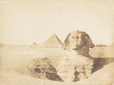 Vue du grand Sphinx et de la grande pyramide de Menkazeh (Mycerinus), December 1849. Creator: Maxime du Camp