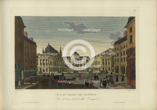 Vue du Palais de justice, prise de la rue de la Vieille-Draperie, 1817-1824. Creator: Courvoisier-Voisin, Henri (1757-1830).