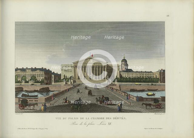 Vue du Palais de la Chambre des Députés, Prise de la Place Louis XV, 1817-1824. Creator: Courvoisier-Voisin, Henri (1757-1830).