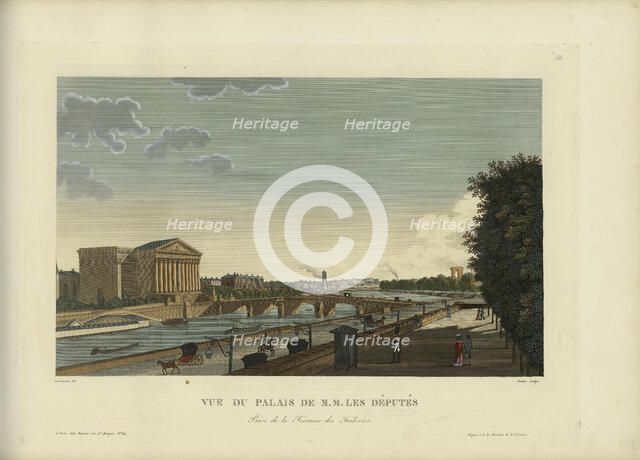 Vue du Palais de M.M. les députés, prise de la terrasse des Tuileries, 1817-1824. Creator: Courvoisier-Voisin, Henri (1757-1830).