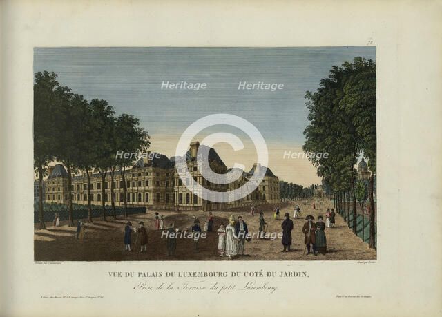 Vue du palais du Luxembourg du côté du jardin, prise de la terrasse du Petit-Luxembourg, 1817-1824. Creator: Courvoisier-Voisin, Henri (1757-1830).