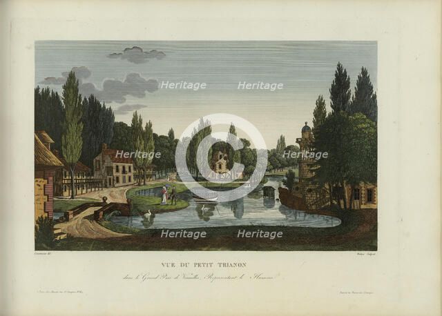 Vue du Petit Trianon, dans le grand parc de Versailles, représentant le Hameau, 1817-1824. Creator: Courvoisier-Voisin, Henri (1757-1830).