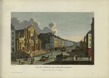 Vue du portail de l'église Saint-Roch, prise de la rue Saint-Honoré, 1817-1824. Creator: Courvoisier-Voisin, Henri (1757-1830)