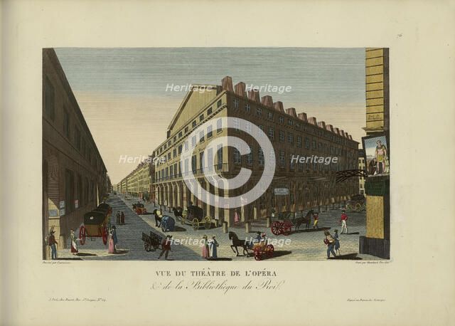 Vue du théâtre de l'Opéra et de la bibliothèque du roi, 1817-1824. Creator: Courvoisier-Voisin, Henri (1757-1830).
