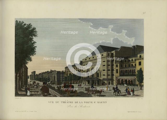 Vue du Théâtre de la Porte Saint-Martin, prise du boulevard, 1817-1824. Creator: Courvoisier-Voisin, Henri (1757-1830).