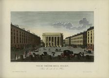 Vue du Théâtre royal Italien, prise du côté de la place, 1817-1824. Creator: Courvoisier-Voisin, Henri (1757-1830)