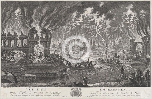 Vue d'un embrasement, 18th century. Creator: Quentin Pierre Chedel.