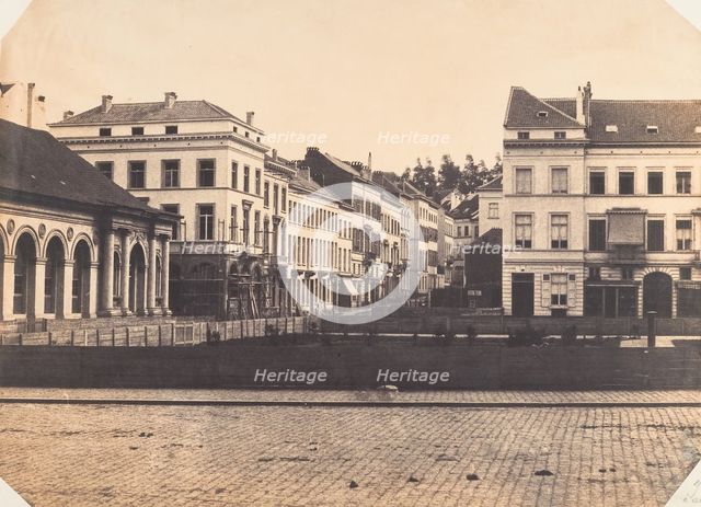 Vue de face du balcon avant l'entière construction de la place, 1854-56. Creator: Louis-Pierre-Théophile Dubois de Nehaut.