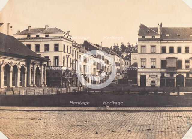 Vue de face du balcon avant l'entière construction de la place, 1854-56. Creator: Louis-Pierre-Théophile Dubois de Nehaut.