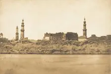 Vue de Girgeh et du littoral enlevé - par l'inondation du Nil, 1849-50. Creator: Maxime du Camp