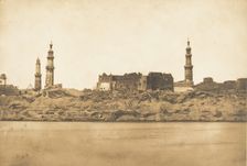 Vue de Girgeh et du littoral enlevé - par l'inondation du Nil, 1849-50. Creator: Maxime du Camp