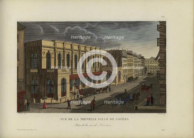 Vue de la nouvelle salle de l'opéra, prise de la rue de Provence, 1817-1824. Creator: Courvoisier-Voisin, Henri (1757-1830).