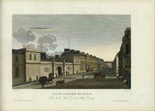 Vue de la Banque de France, prise de la rue Croix des Petits-Champs, 1817-1824. Creator: Courvoisier-Voisin, Henri (1757-1830)