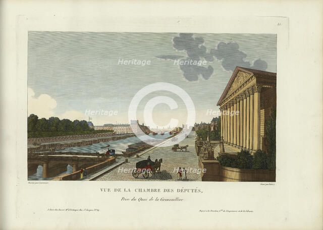 Vue de la Chambre des députés, prise du quai de la Grenouillère, 1817-1824. Creator: Courvoisier-Voisin, Henri (1757-1830).