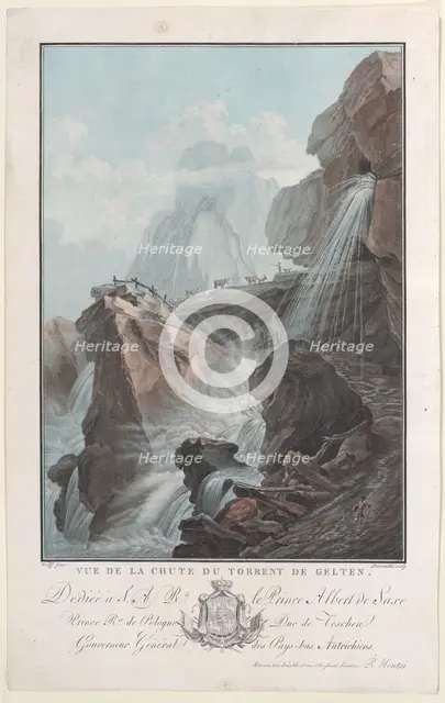 Vue de la chute du torrent de Gelten, 1785. Creator: Charles-Melchior Descourtis.