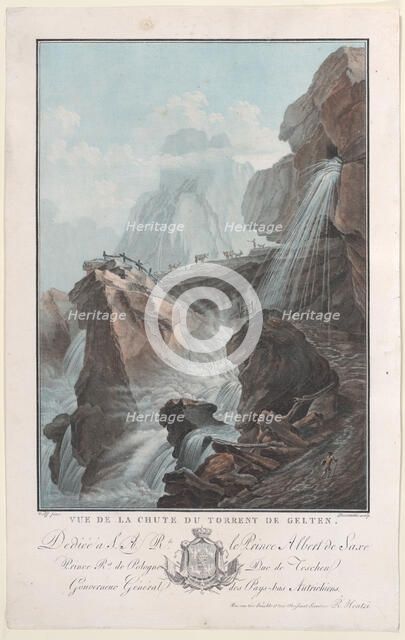 Vue de la chute du torrent de Gelten, 1785. Creator: Charles-Melchior Descourtis.