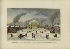 Vue de la place et du grand théâtre de l'opéra à Saint-Pétersbourg, 1817-1824. Creator: Courvoisier-Voisin, Henri (1757-1830)