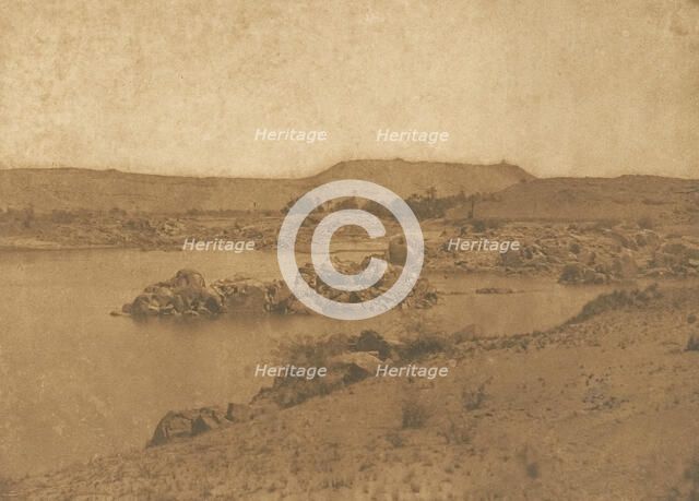 Vue de la première Cataracte, prise à l'Ouest, entre Assouan et Philae, 1849-50. Creator: Maxime du Camp.