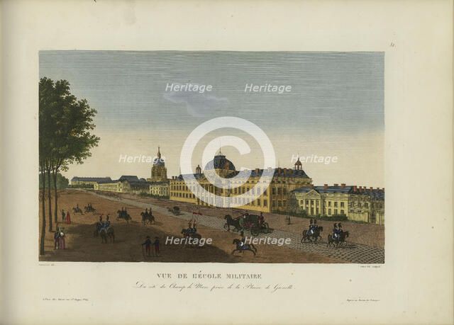 Vue de l'Ecole militaire, du côté du Champ-de-mars prise de la plaine de Grenelle, 1817-1824. Creator: Courvoisier-Voisin, Henri (1757-1830).