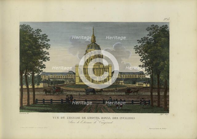 Vue de l'église de l'hôtel royal des Invalides, prise de l'avenue de Vaugirard, 1817-1824. Creator: Courvoisier-Voisin, Henri (1757-1830).