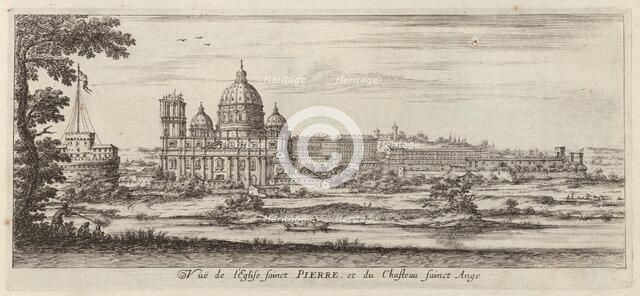 Vuë de l'Eglise sainct Pierre, et du Chasteau Sainct Ange, 1640-1660. Creator: Israel Silvestre.