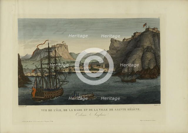 Vue de l'île, de la rade et de la ville de Sainte-Hélène, 1817-1824. Creator: Courvoisier-Voisin, Henri (1757-1830).