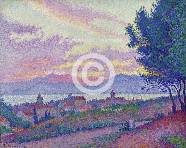 Vue de Saint-Tropez, coucher de soleil au bois de pins , 1896. Creator: Signac, Paul (1863-1935).